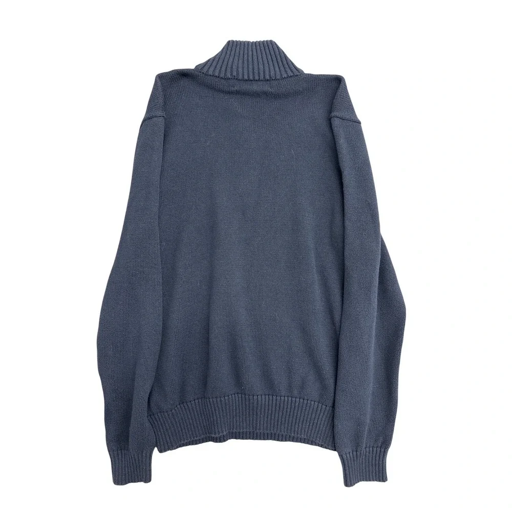Polo Ralph Lauren Mens Navy Blue Cotton Quarter Zip Pullover Sweater Size M